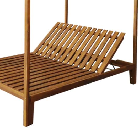 Merax Outdoor Bed Lounger with Adjustable Backrest, Acacia Wood Patio Daybed - Image 3