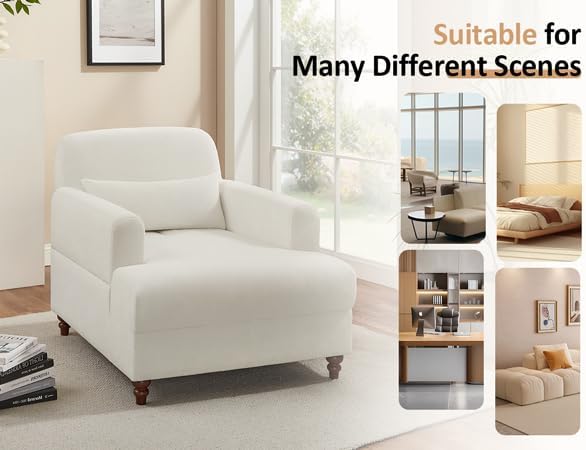 Oversized Chaise Lounge Chair Set of 2, Cloud Fluffy Chaise Sofa Recliner - Image 7