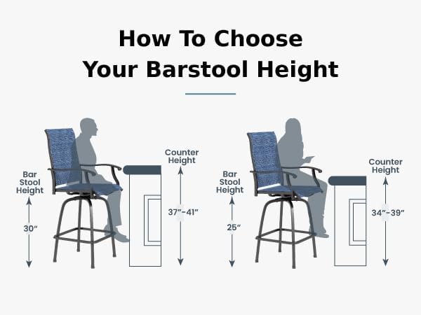 MFSTUDIO Outdoor Bar Stools Set of 2, Swivel Bar Height Patio Chairs Outdoor - Image 7