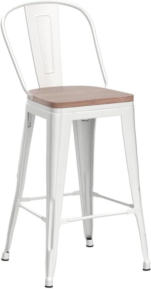 Alunaune 26" Swivel Metal Bar Stools Set of 4 High Back Counter Height - Image 5