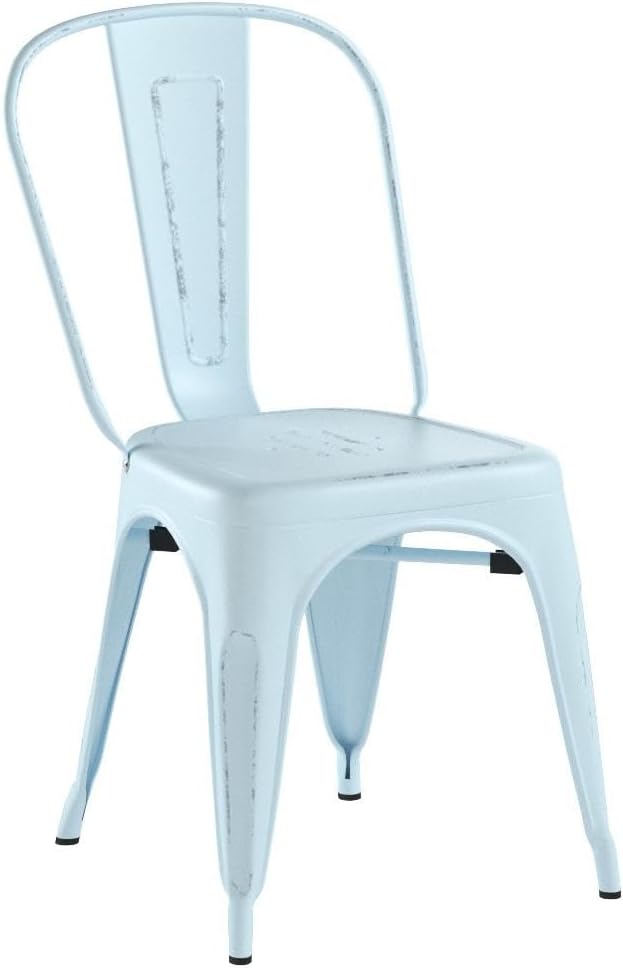 FDW | Set of 4 Metal Dining Chairs | Blue | Stackable Tolix Side Chairs - Image 5