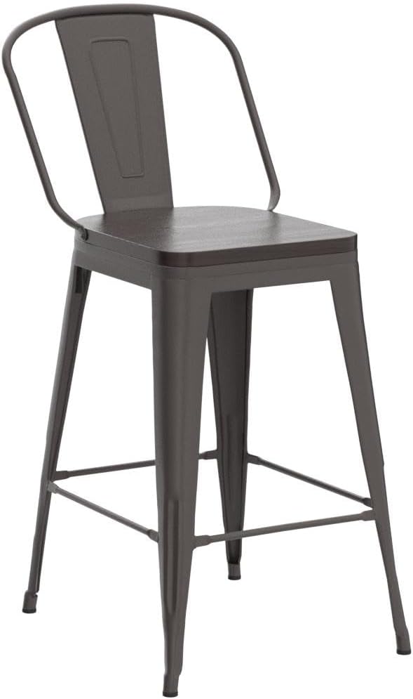 Alunaune 26" Swivel Metal Counter Height Bar Stools Set of 4 High Back - Image 5