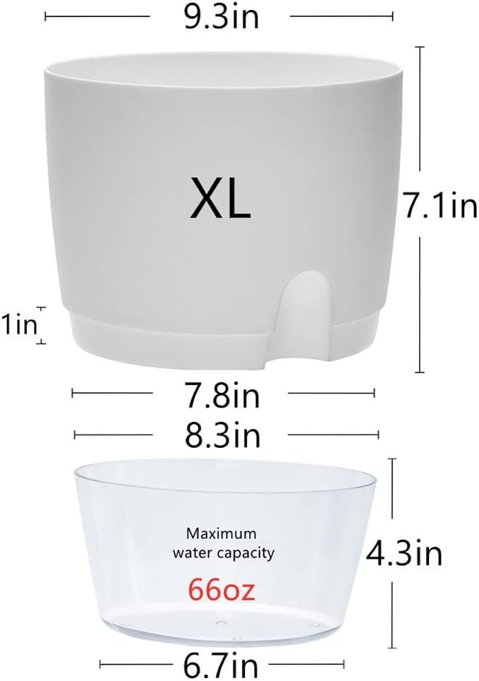 Self Watering Planter for Indoor Plants, 2 Pack 9.3 Inch Flower Pot Modern - Image 6