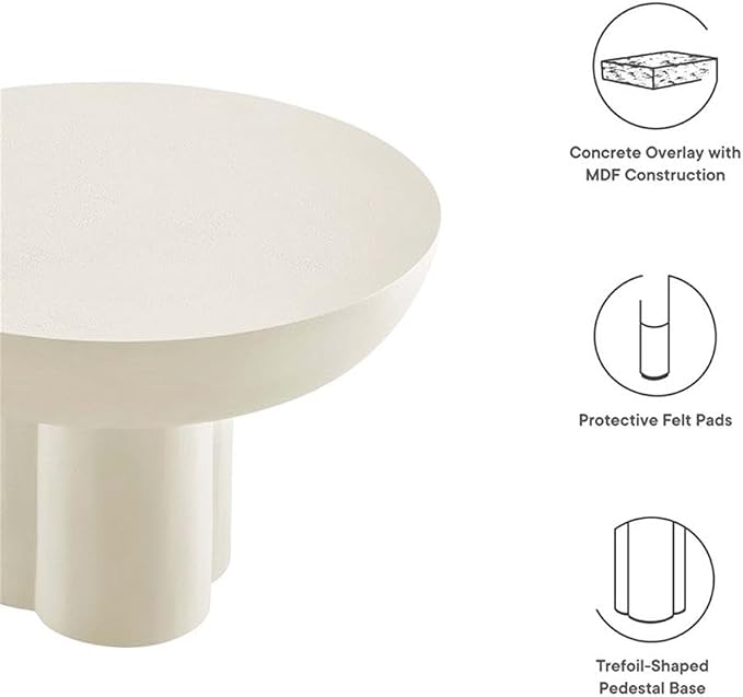 Modway EEI-6760-WHI Caspian Round Concrete Coffee Table - Image 8