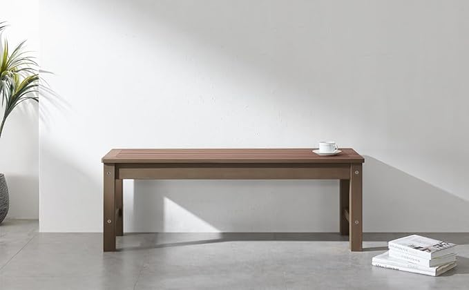 Psilvam Knight Bench, Two Person Outdoor Poly Lumber Patio Backless Bench - Image 8