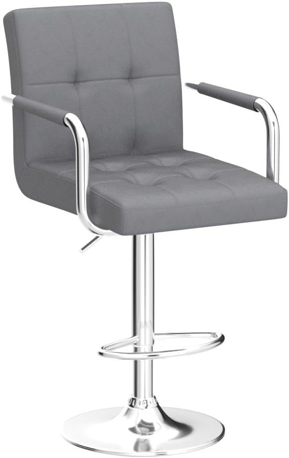 Yaheetech Velvet Bar Stools Set of 4, Adjustable Barstools - Image 4
