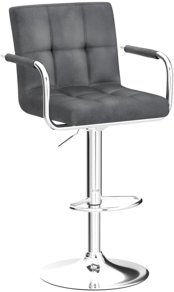 Yaheetech Counter Height Bar Stools Set of 2 Velvet Swivel BarStools - Image 4