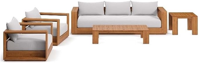 Modway Tahoe Acacia Wood 5-Piece Outdoor Patio Furniture Set in Natural Light by Modway