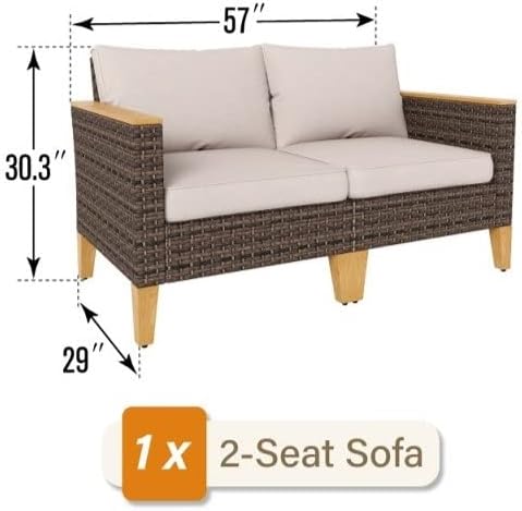 Sophia & William Outdoor Patio Furniture Set High Back Wicker Sofa Chairs - Image 7