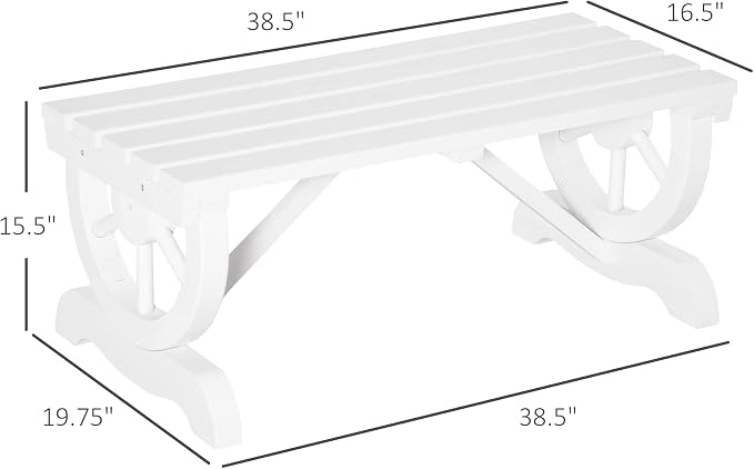 Outsunny 2-Person Wooden Garden Bench, Outdoor Wagon Wheel Porch Bench - Image 3