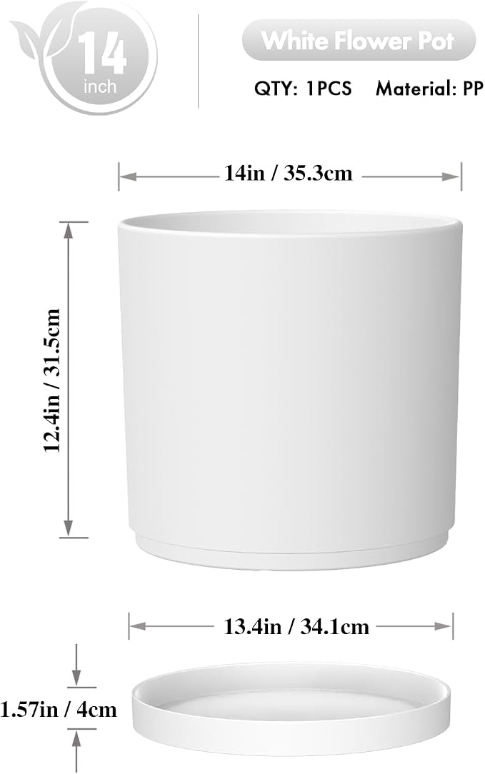 14 Inch Heavy-Duty Cylinder Deep Planter - Image 2