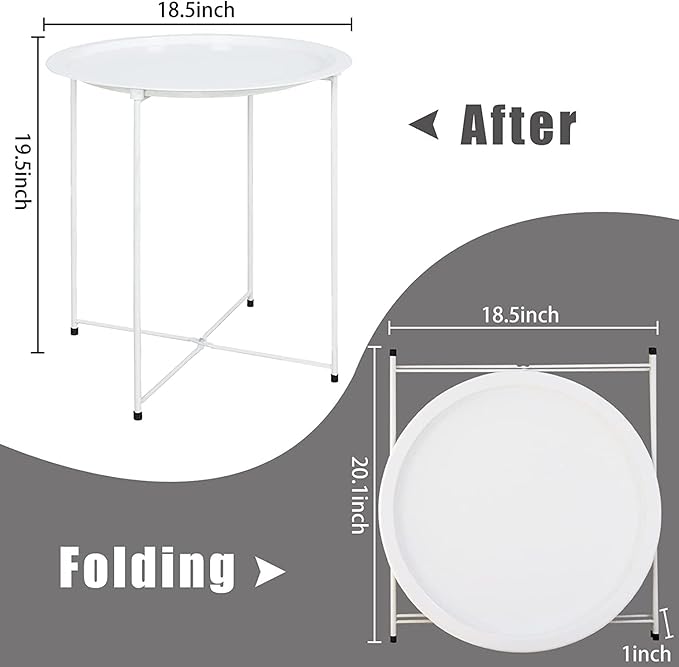 Garden 4 you End Table Metal Side Table Round Folding Tray Cyan Sofa Small - Image 3