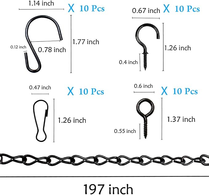 YINGFENG 236 Inch Black Metal Hanging Chains and Hanging Basket Hooks Set - Image 6