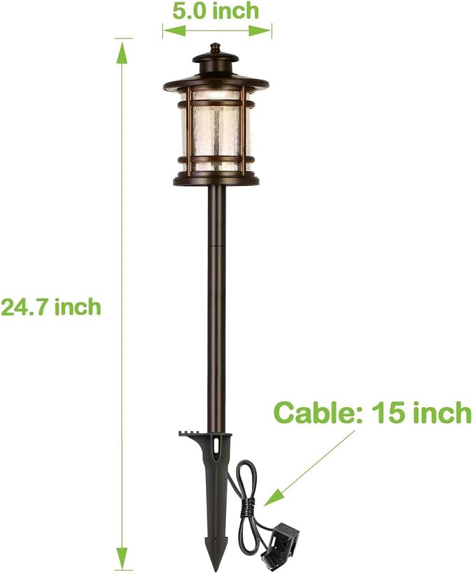 hykolity Low Voltage ORB LED Landscape Path Light W/Crackled Shade, 3.4W 155LM - Image 4