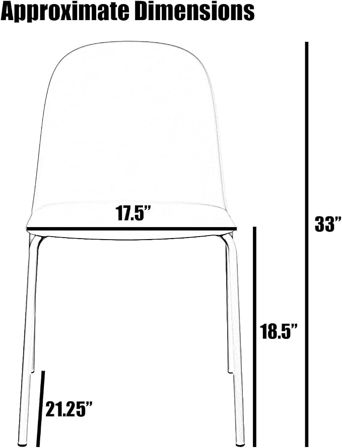 2xhome Set of 2 Modern Stackable Armless Dining Chairs | Plastic Shell Seat - Image 3
