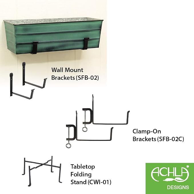 Achla Designs Galvanized Window Flower Box Planter-Green-Medium - Image 3