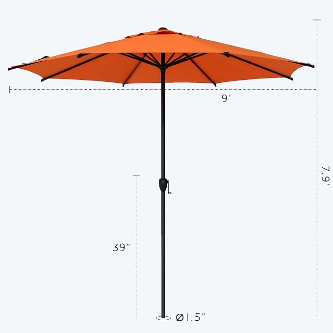 Abba Patio 9FT Lyon Outdoor Patio Umbrella Outdoor Table Umbrella - Image 3