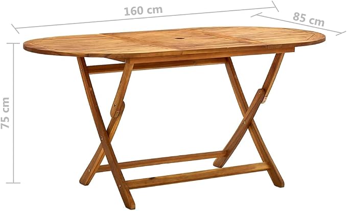 vidaXL Solid Acacia Wood Folding Patio Table - Image 2