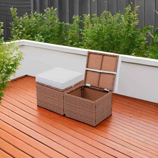Premium Elegant Gray/Tawny 16.5" 2-Piece w/ 3" Fade-Proof Cushion, All-Weather - Image 2