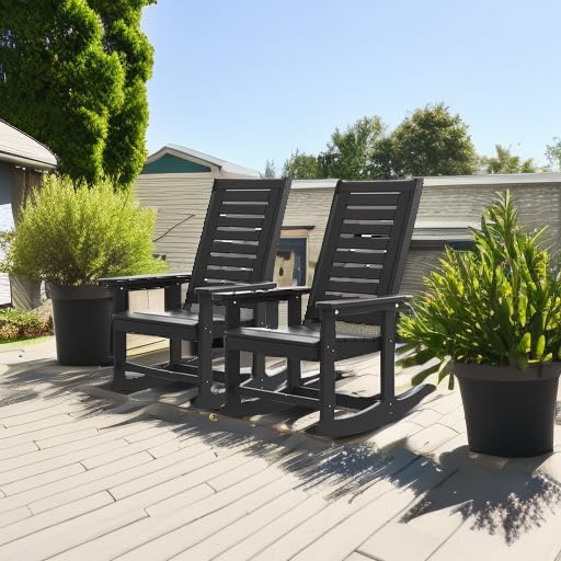 GREENVINES Outdoor Rocking Chairs | Set of 2 | Porch Rocker | HDPE Plastic | - Image 5