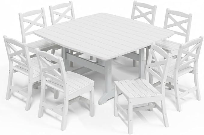 Outdoor Dining Set, HDPE 9-Piece Patio Table and Chairs Set, All-Weather by Unknown