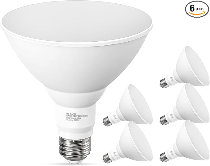 PAR38 LED Outdoor Flood Light Bulbs, 100W Equivalent, 3000K Warm White by GvvooHome