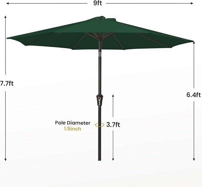 MEWAY 9ft Patio Umbrella Outdoor Table Umbrellas - Image 7