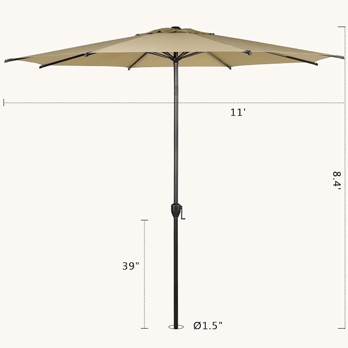 Abba Patio 11FT Lyon Outdoor Patio Umbrella Outdoor Table Umbrella - Image 7