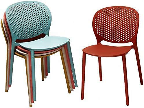 2xhome Set of 4 Patio Dining Chairs | Modern Stackable Outdoor Pool Side Chair - Image 8