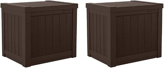 Suncast 17 x 22 Inch Resin 22-Gallon Patio Storage Deck Box, Java Brown by Suncast