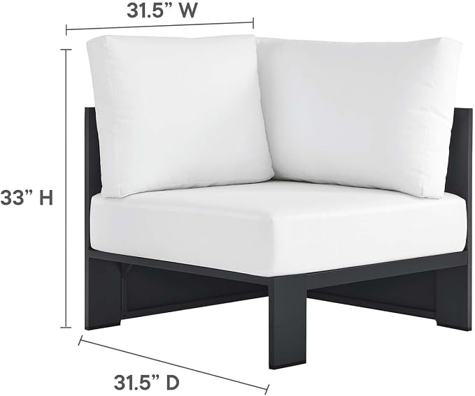 Modway Tahoe Aluminum Outdoor Sectional Corner Chair in Gray White - Image 2
