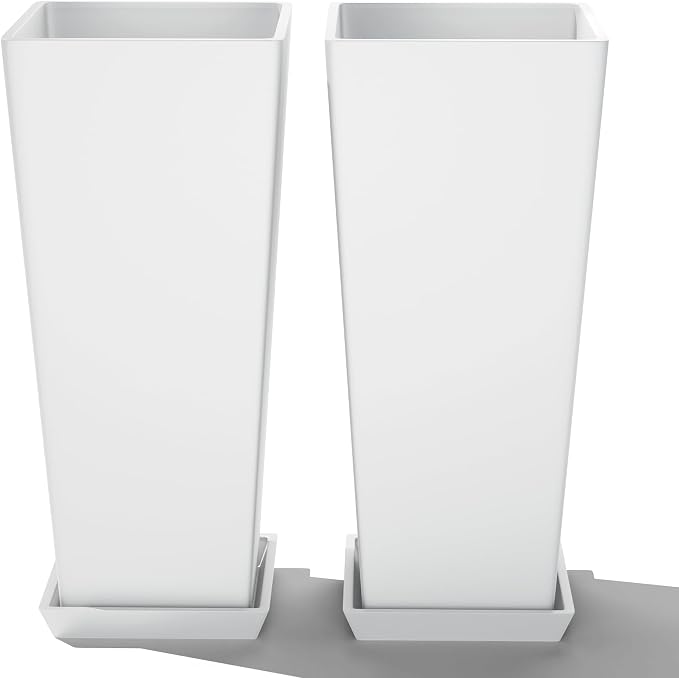 FENCY Set of 2 Tall Planters for Outdoor Plants, 24 Inch Large Tapered Pots by FENCY