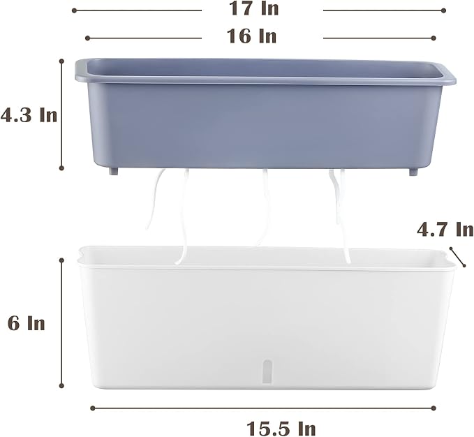 2 Pack Rectangular Planter 17 x 4.5 in Self Watering Planter Window Sill - Image 3