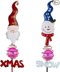 Christmas Solar Garden Stake Lights, 2 Pack Snowman＆Santa Claus Xmas Pathways by SATHGA