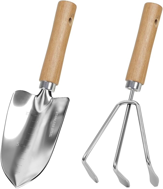 Garden Tool Set, 2 Pieces Stainless Steel Heavy Duty Garden Tools, Gardening Kit - Image 8