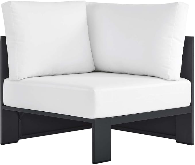 Modway Tahoe Aluminum Outdoor Sectional Corner Chair in Gray White - Image 3