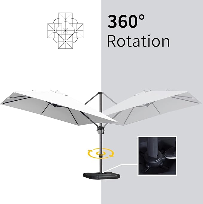 PURPLE LEAF 10' X 13' Patio Umbrella Outdoor Cantilever Rectangle Umbrella - Image 5