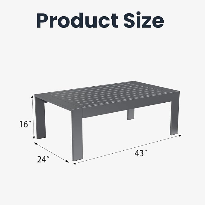 Outdoor Rectangle Patio Aluminum Coffee Tables - Image 3