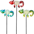 3 Pack Garden Stakes Decorative, Cute Chameleons Glow in The Dark Metal Garden by SATHGA