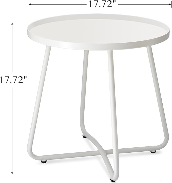 danpinera Outdoor Side Tables, Weather Resistant Steel Patio Side Table - Image 3