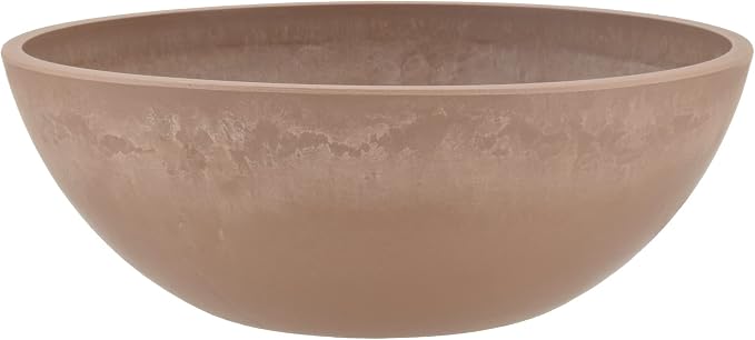 PSW Pot Collection M30TP 12-inch Plastic/Stone/Wood Composite Low Bowl Planter by PSW