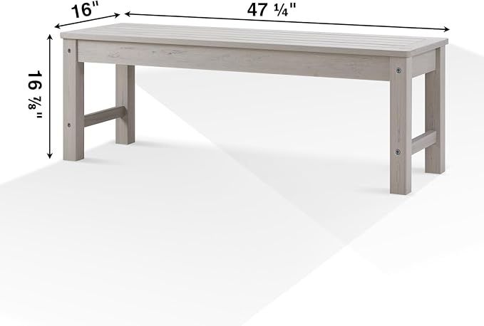 Psilvam 2-Person Outdoor Poly Lumber Patio Backless Bench, Fade-Resistant & - Image 3