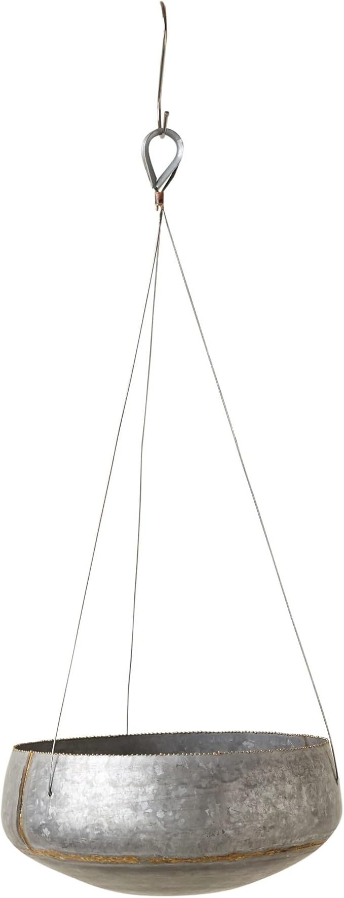 Creative Co-Op Grey & Gold Hanging Iron Planter - Image 2