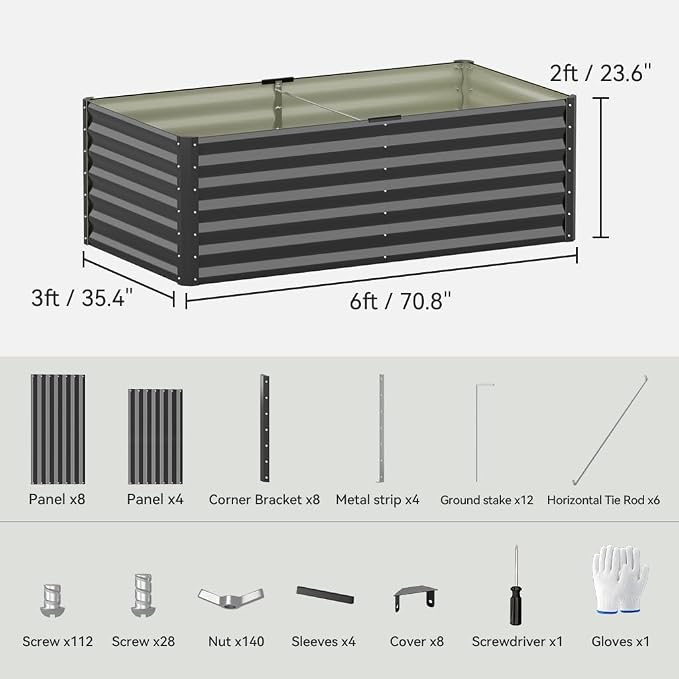 COMHOMA Galvanized Raised Garden Bed, Large Metal Planter Box - Image 7