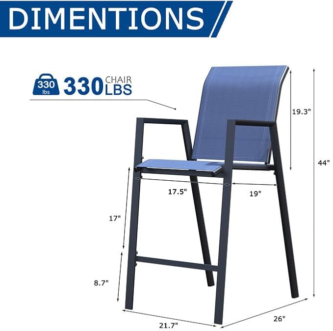 Outdoor Bar Stools Set of 6, Bar Height Chairs - Image 2