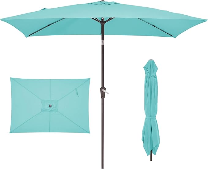 JEAREY 6.5x10 ft Rectangular Patio Umbrellas Rectangle Outdoor Umbrella by JEAREYOutdoorsCollection