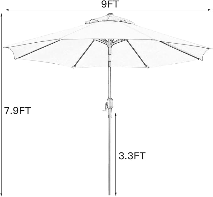 Sunnyglade 9' Patio Umbrella Outdoor Table Umbrella - Image 7
