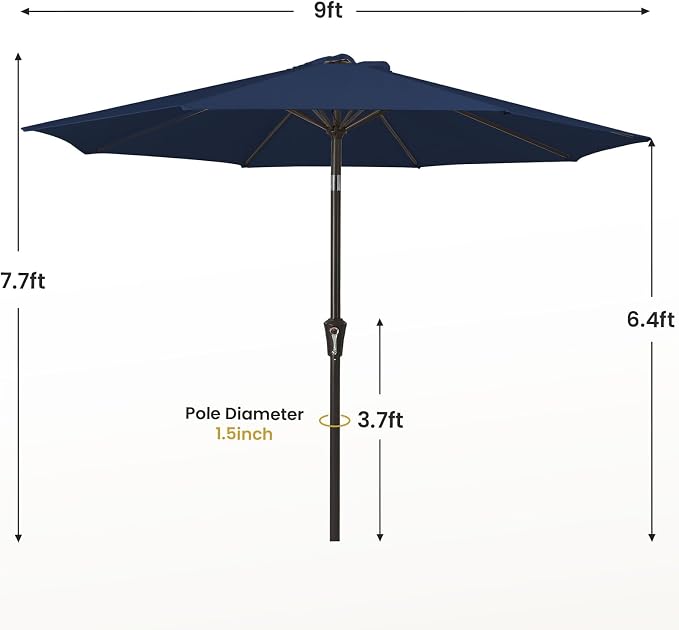 MEWAY 9ft Patio Umbrella Outdoor Table Umbrellas - Image 7