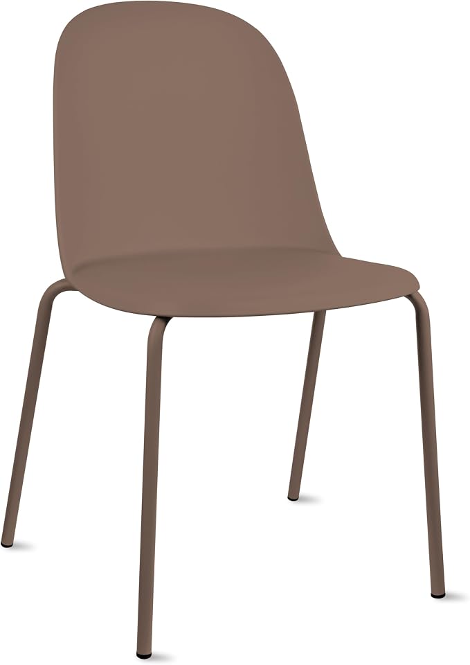 2xhome Set of 2 Modern Stackable Armless Dining Chairs | Plastic Shell Seat - Image 4