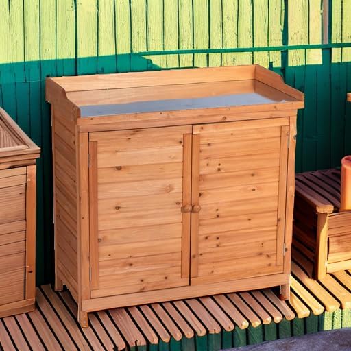 GDLF Outdoor Garden Patio Wooden Storage Cabinet Furniture Waterproof Tool Shed - Image 5